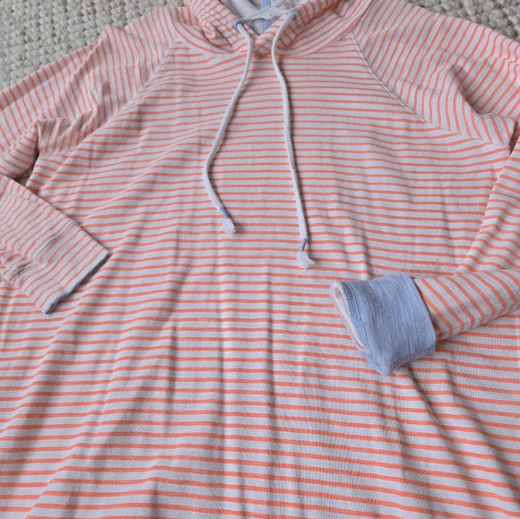Southern Tide S Striped Orange Hooded Long Sleeve Mini Dress Cotton Spring Beach - Picture 12 of 14